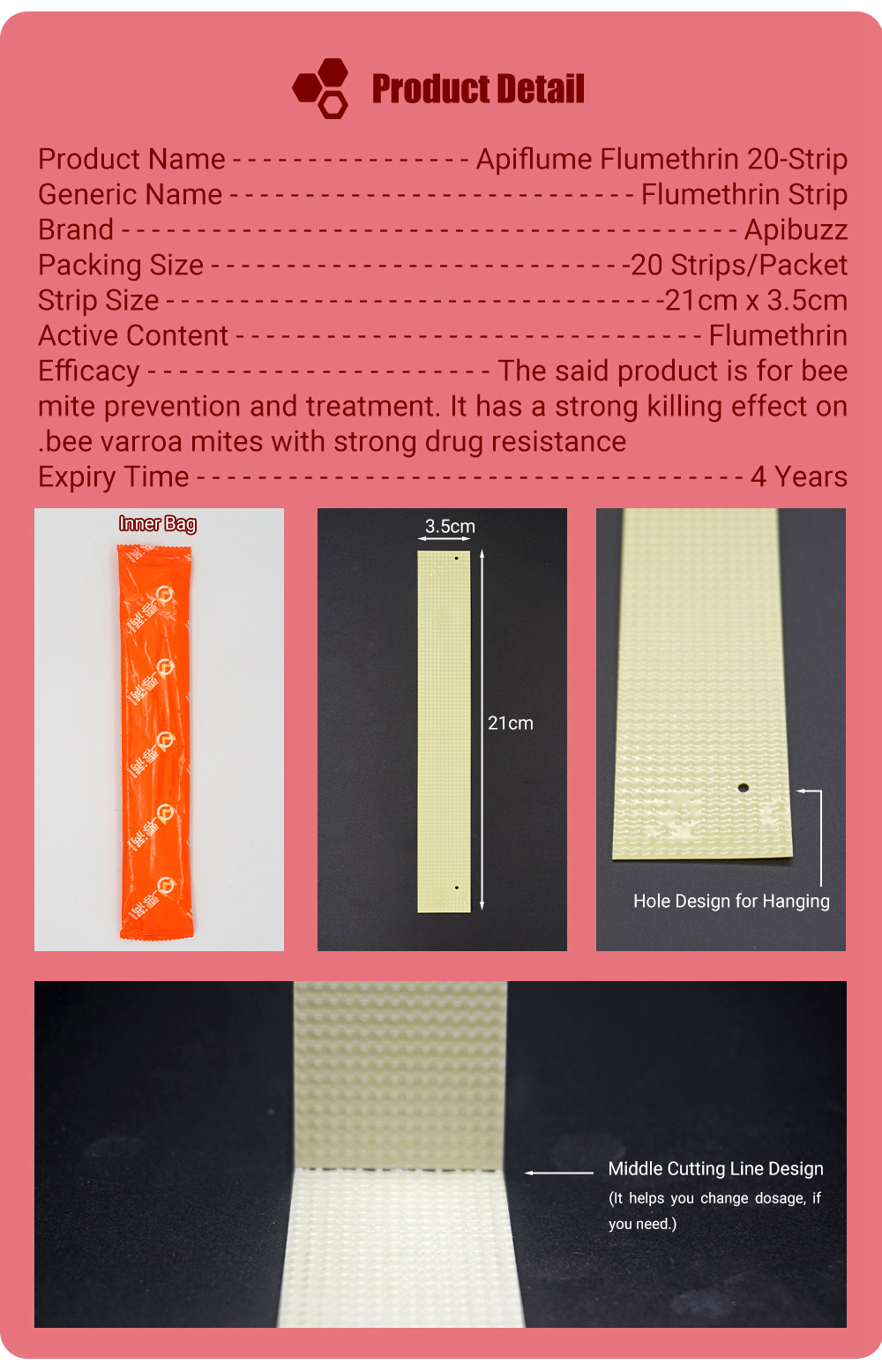 شرائط أبيفلوم فلومثرين للنحل-20 عبوة