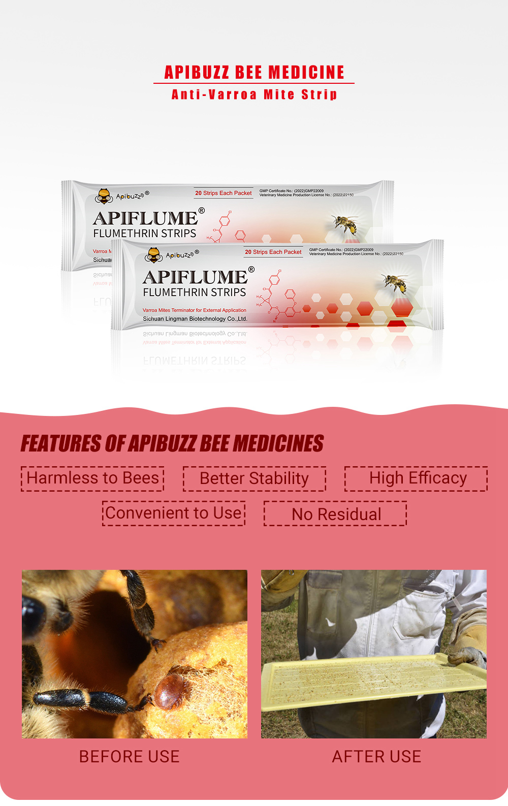 شرائط أبيفلوم فلومثرين للنحل-20 عبوة