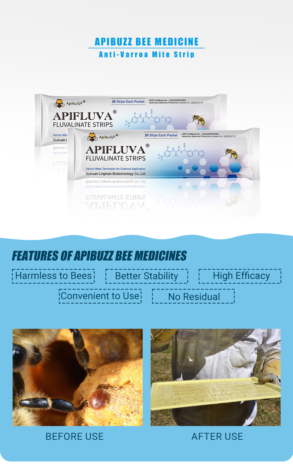 شرائط أبيفلوفا المضادة لعث النحل-عبوة 20 قطعة